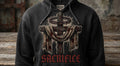 CHRIMSAN Sacrifice Limited Edition Hoodie — front graphic on model